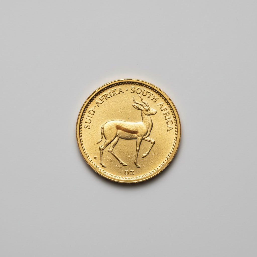 Krugerrand 1 oz — AI-impressie van een gouden exemplaar